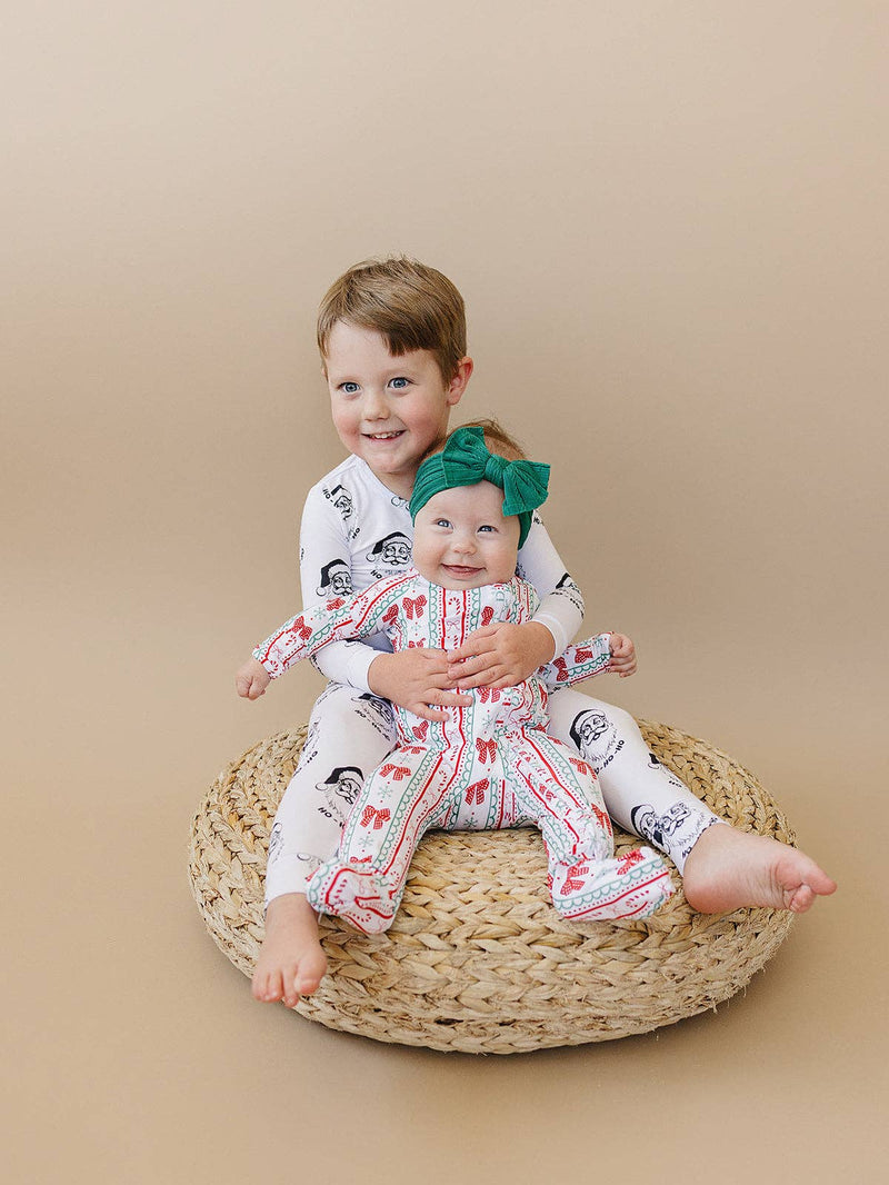 Retro Candy Cane Bamboo Zip Romper