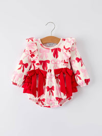 Valentine Bow Long Sleeve Ruffle Bubble