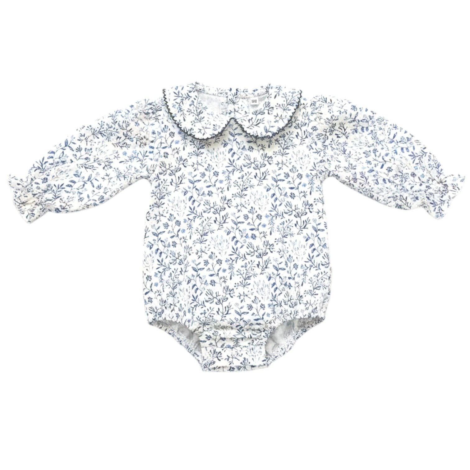Navy Floral Scalloped Bubble