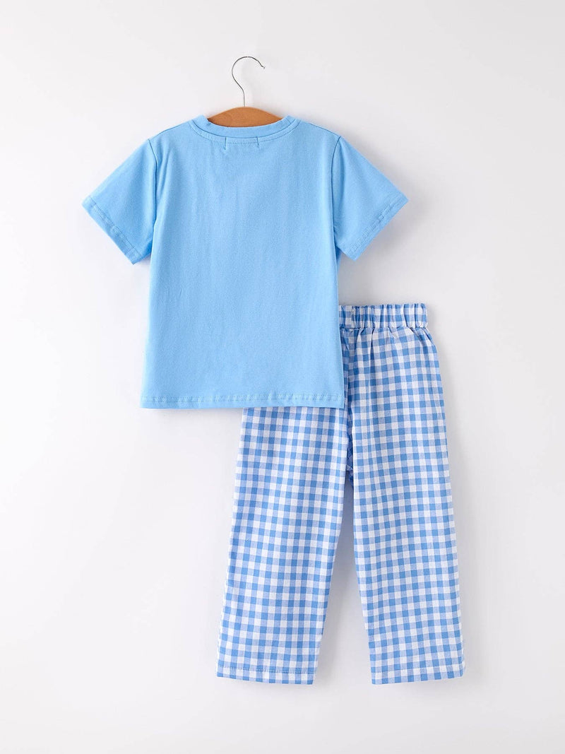 Blue Pumpkin Smock Embroidery Boy'Set