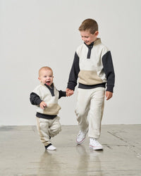 Colorblock Mockneck Pullover - Stone Grey