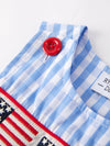 Flag Embroidered Smocked Boys Shortall