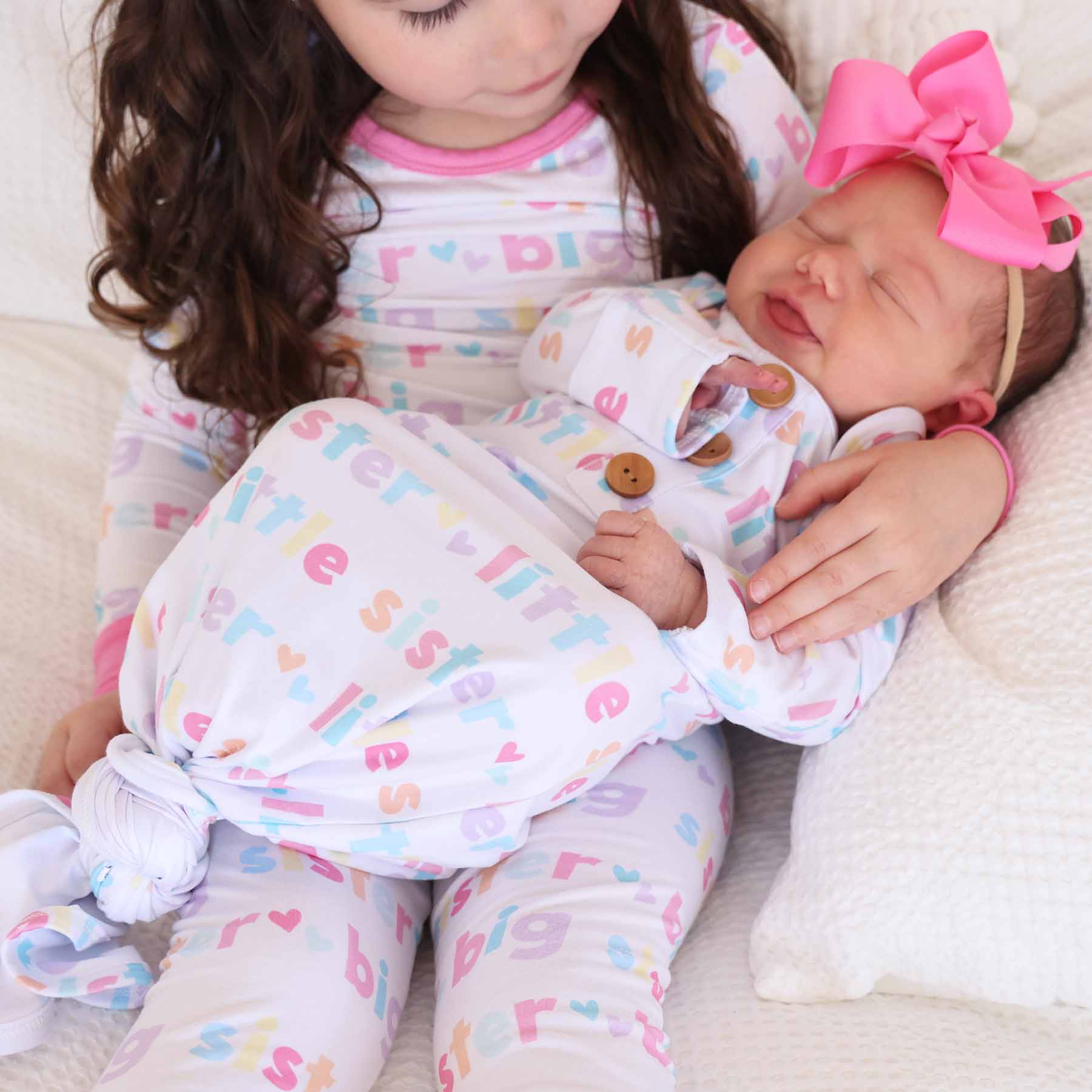 Newborn Baby Knot Gown & Hat Set | Little Sibling