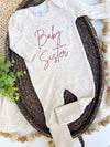Baby Sister Pink Announcement Romper