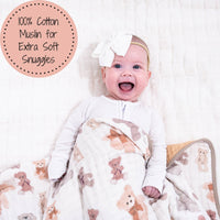 Teddy Bear Cotton Muslin Blanket