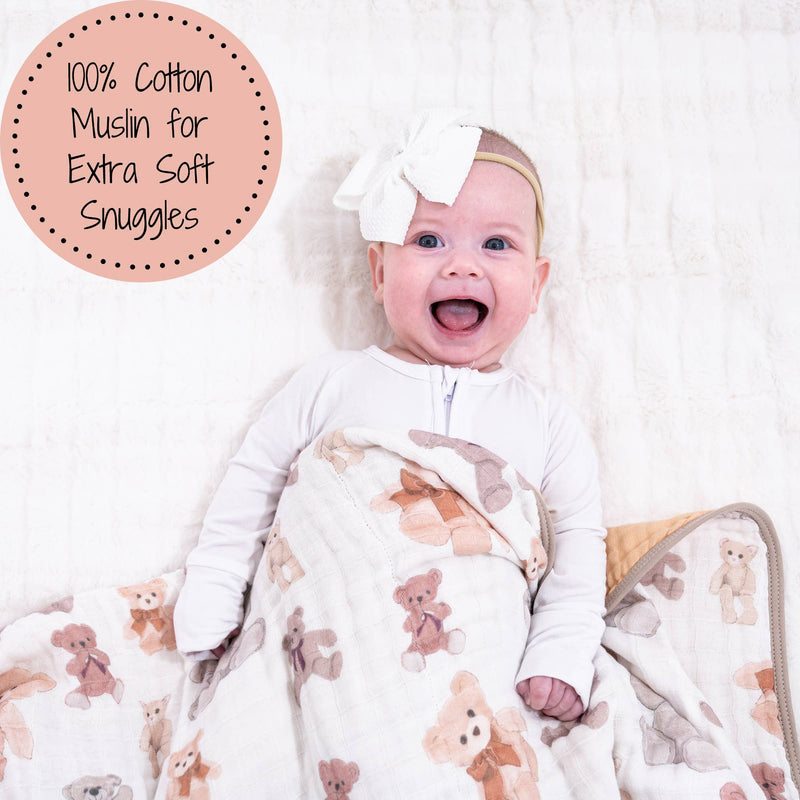 Teddy Bear Cotton Muslin Blanket