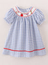 Back to School Smocked Pencil Apple Plaid Dress
