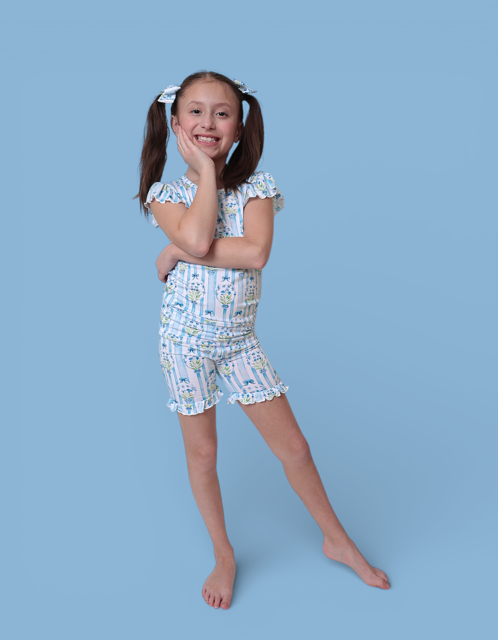 HEIRLOOM BLUE BLOOMS DREAM RUFFLE SHORT SET