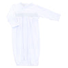 Solid Essentials White Blue Smocked Gown