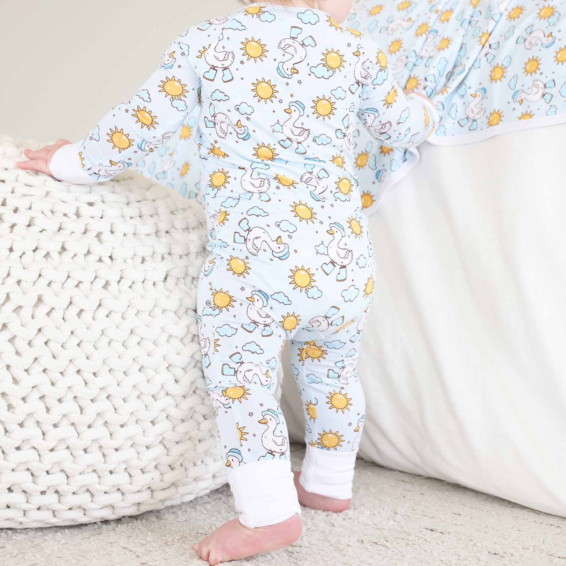 Silly Goose Convertible Zip Romper | Blue