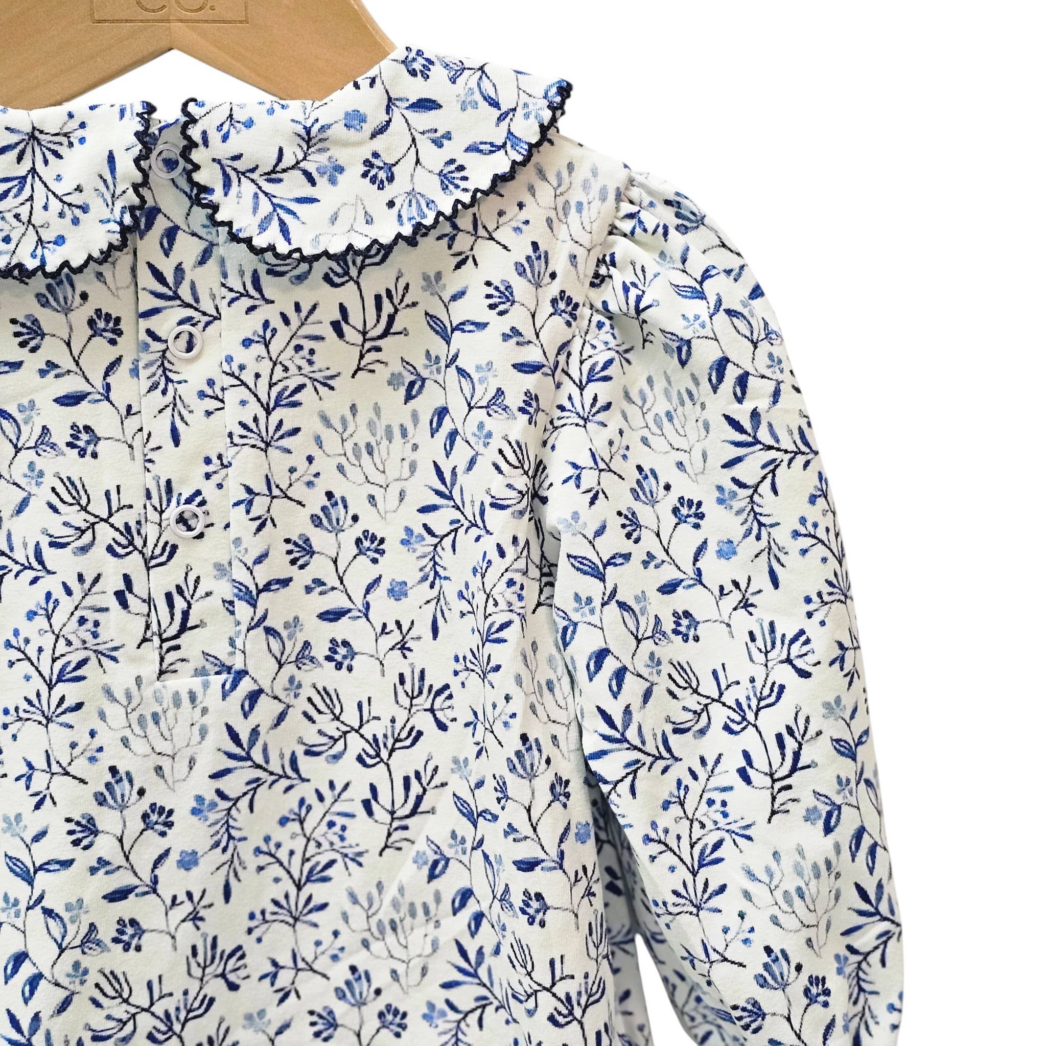 Navy Floral Scalloped Bubble