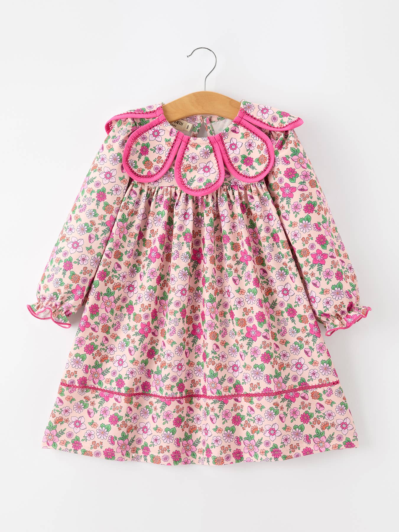 Hot Pink Floral Petals Collar Dress