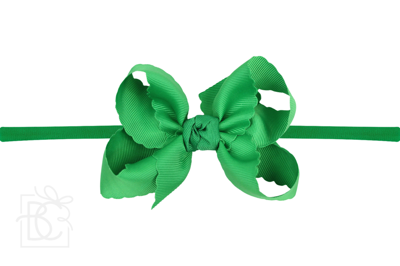 Nylon Headband w/ Scalloped Bow (Mult. Colors)