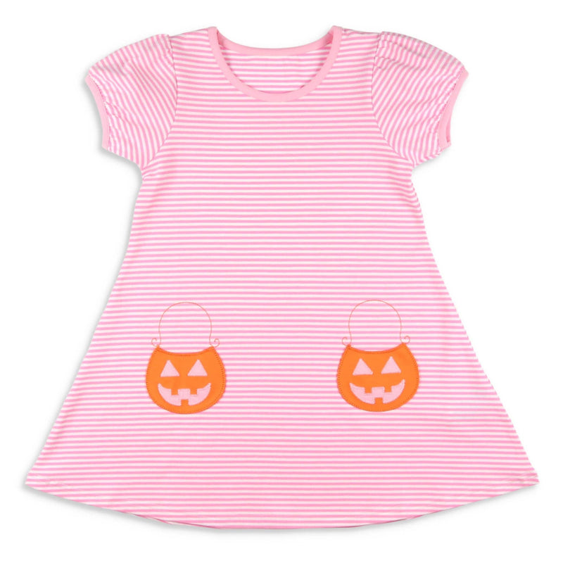 Girls Pumpkin Pocket Dress - Pink Stripe