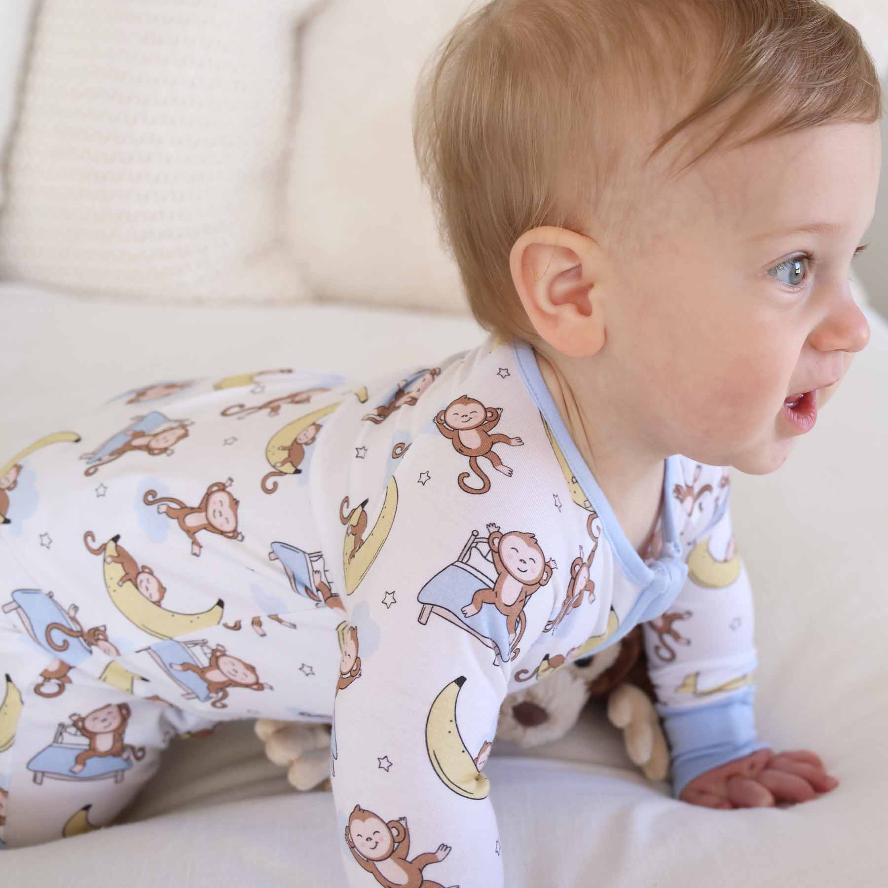 Monkey See, Monkey Snooze Convertible Zip Romper