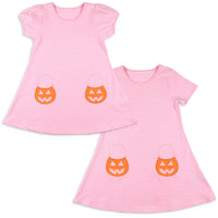 Girls Pumpkin Pocket Dress - Pink Stripe
