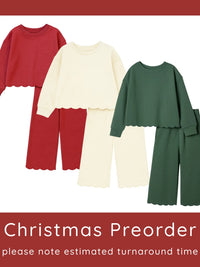 PREORDER: Christmas Girls Scalloped Sweatshirt Set