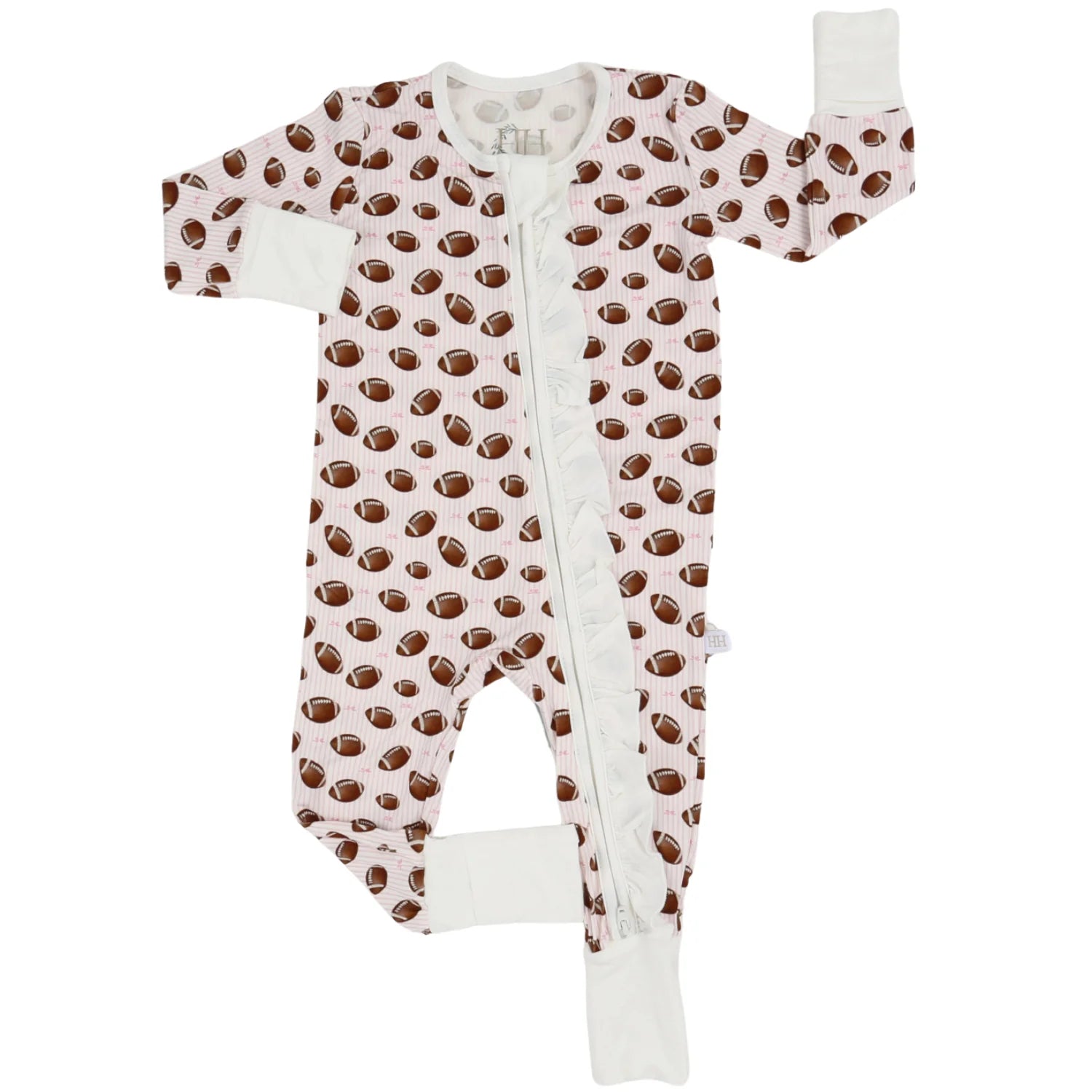 Pink Football Zipper Romper Sleeper
