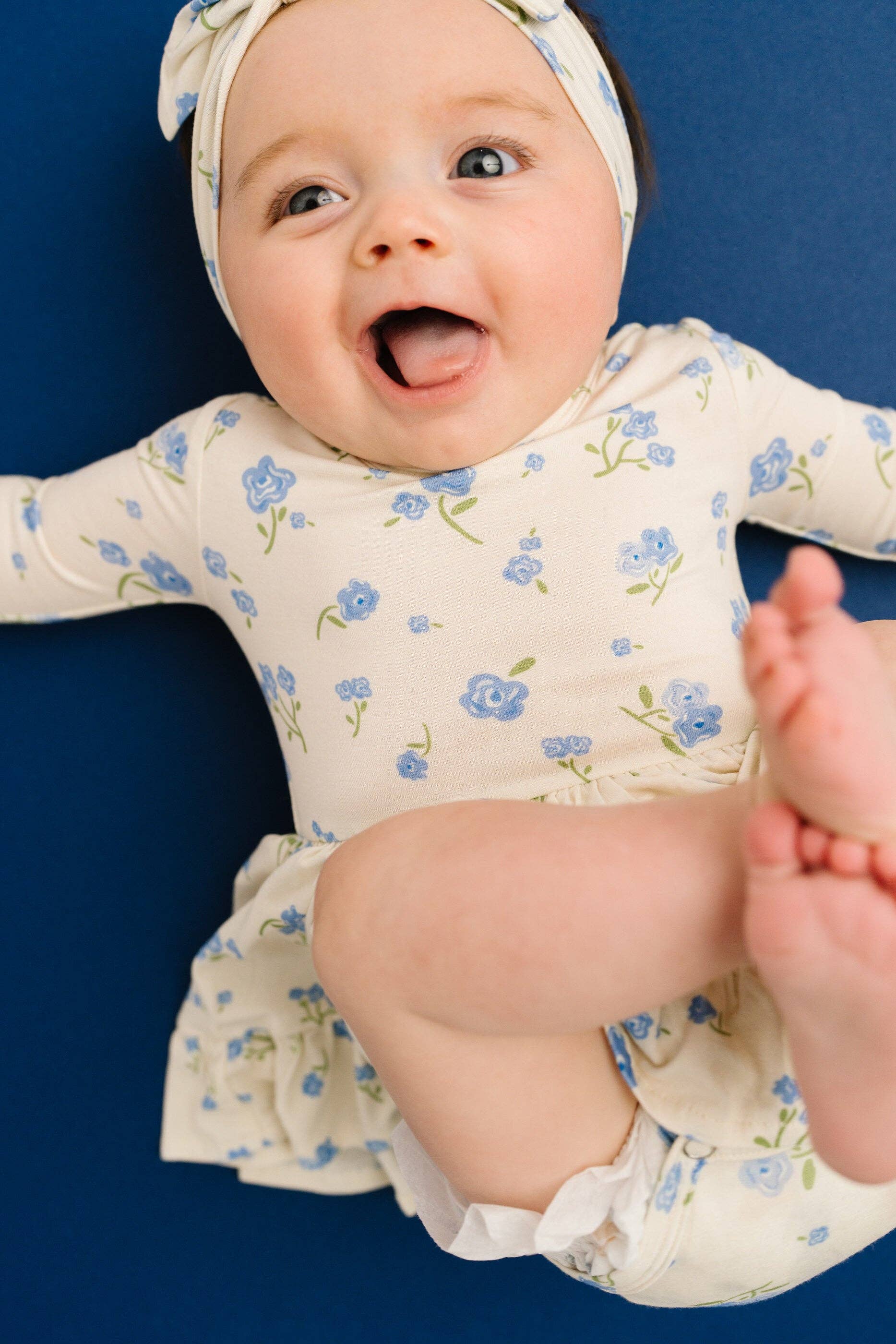 Blue Blooms Bodysuit Bamboo Dress