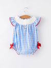 Flag Embroidered Smocked Girls Romper