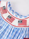 Flag Embroidered Smocked Girls Romper