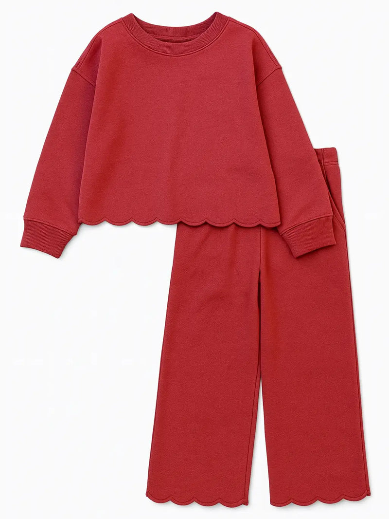 PREORDER: Christmas Girls Scalloped Sweatshirt Set