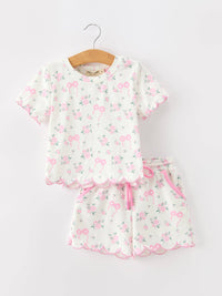 Rose Bow Scallop Short Set