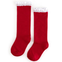 Santa Baby Lace Top Knee High Socks