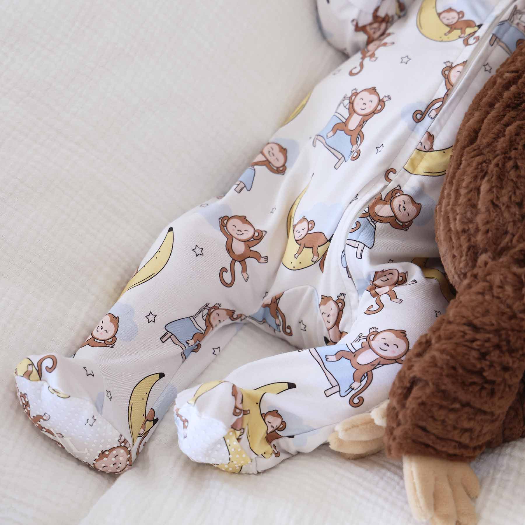 Monkey See, Monkey Snooze Zipper Footie