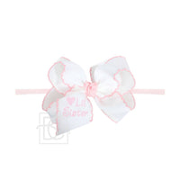 1/4" Pantyhose Little Sister Headband w/ Embroidered Bow