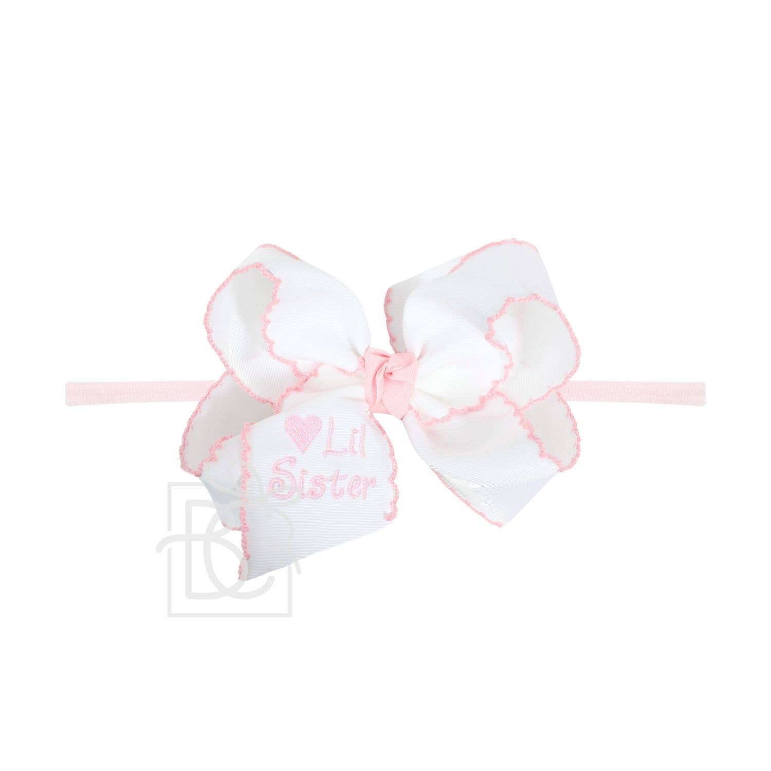 1/4" Pantyhose Little Sister Headband w/ Embroidered Bow