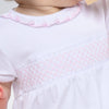 Essentials Solid Smocked Bubble in White Pink