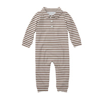 Chocolate Stripes - Sweatshirt Polo Romper