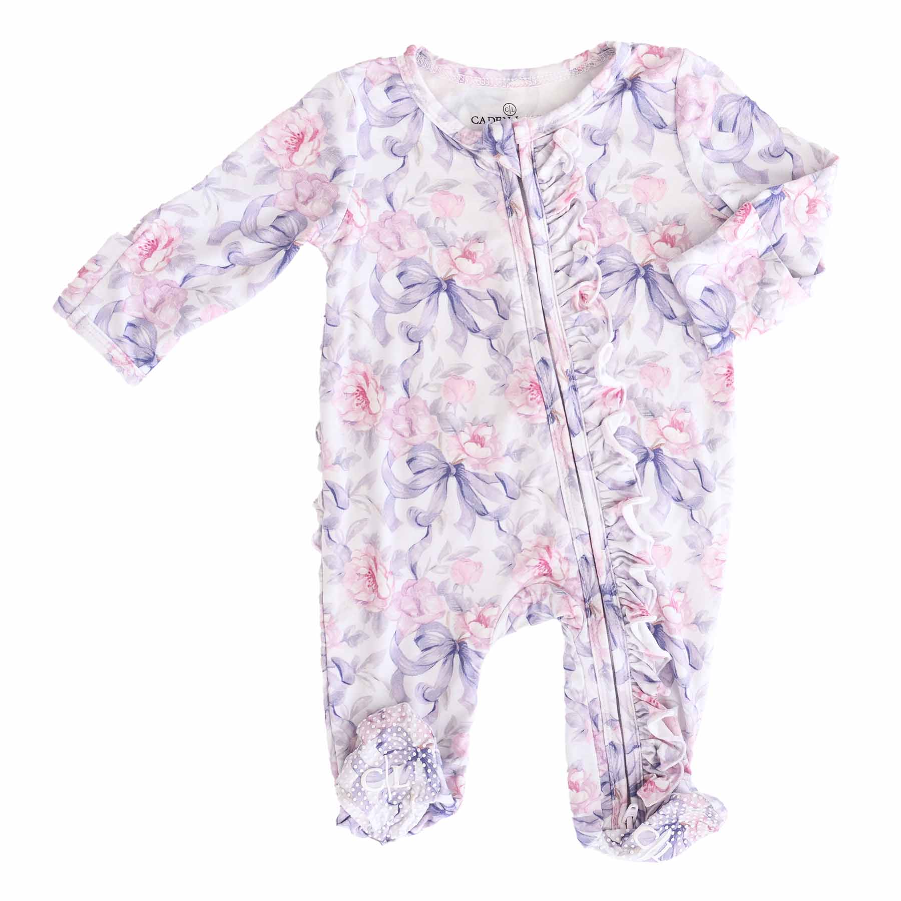 Leighton's Lavender Ruffle Zipper Footie