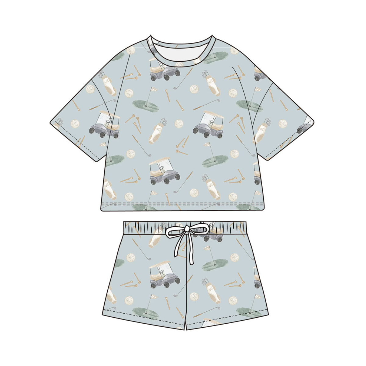 Bamboo Boxy Tee & Short Set | Dusty Blue Golf