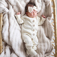 Knit Sweater Button Romper | Ivory