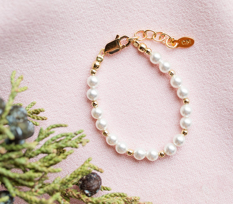 14K Gold-Plated Pearl Baby Bracelet - Brynn
