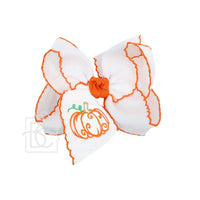 Embroidered Pumpkin Crochet Edge Bow