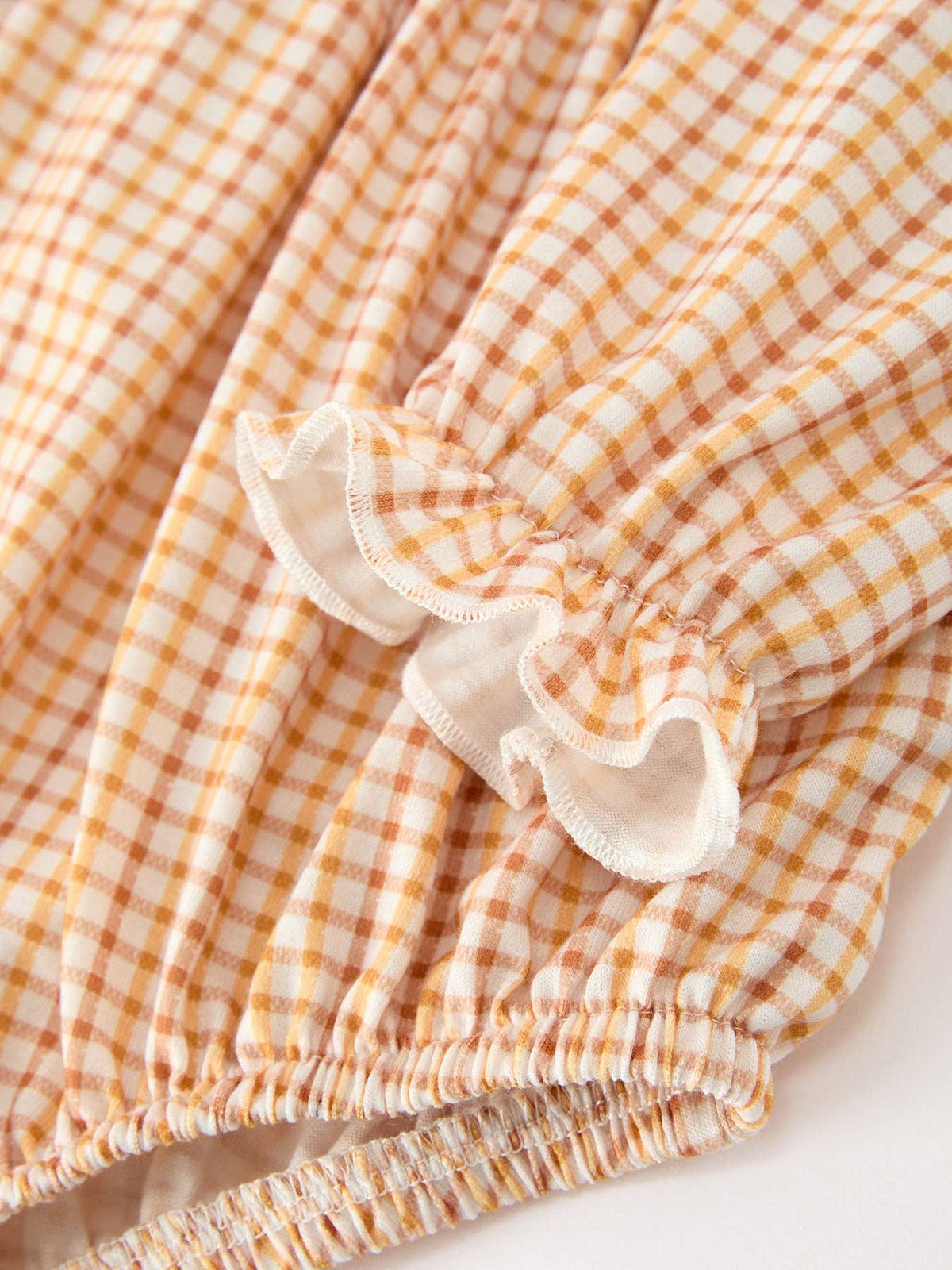 Orange Plaid Sunflower Collar Bubble Romper