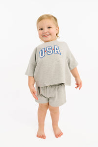 Gray USA Embroidered Slouchy Set