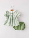 Pumpkin Plaid Applique Bloomer Set