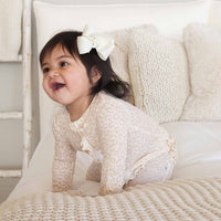 Lovely Leopard Bamboo Waffle Zipper Ruffle Footie