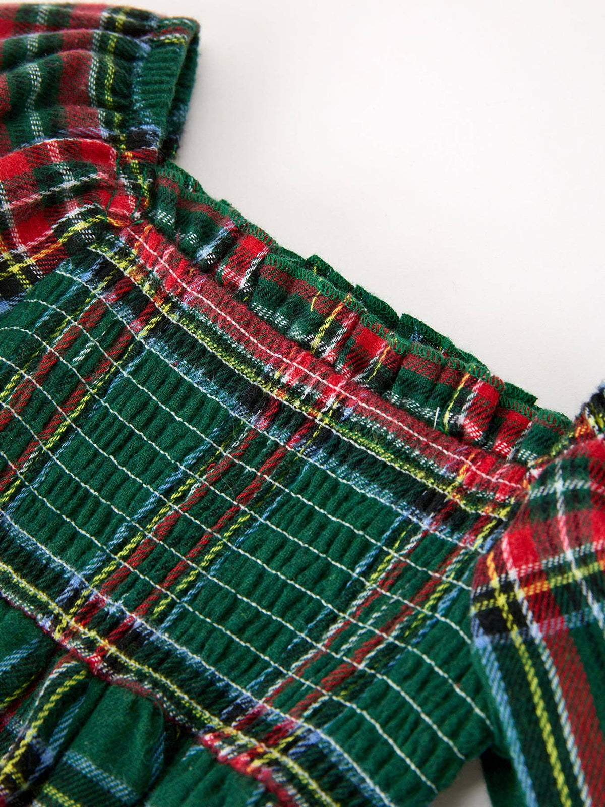 Christmas Plaid Smocked Bubble Romper