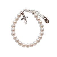 Silver Cross Pearl Baby Bracelet - Lacey
