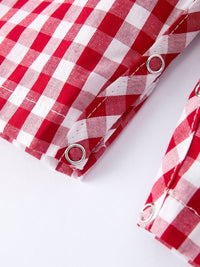 Valentine Applique Heart Dog Plaid Romper