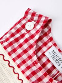 Christmas Embroidered Tree Plaid Romper
