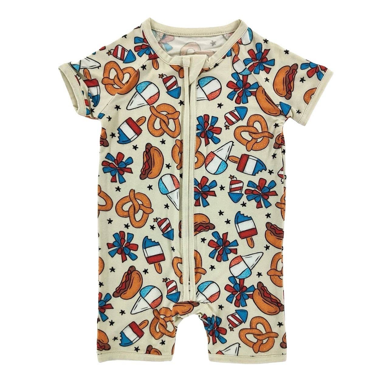 4th Of July Snacks Bamboo Short Romper