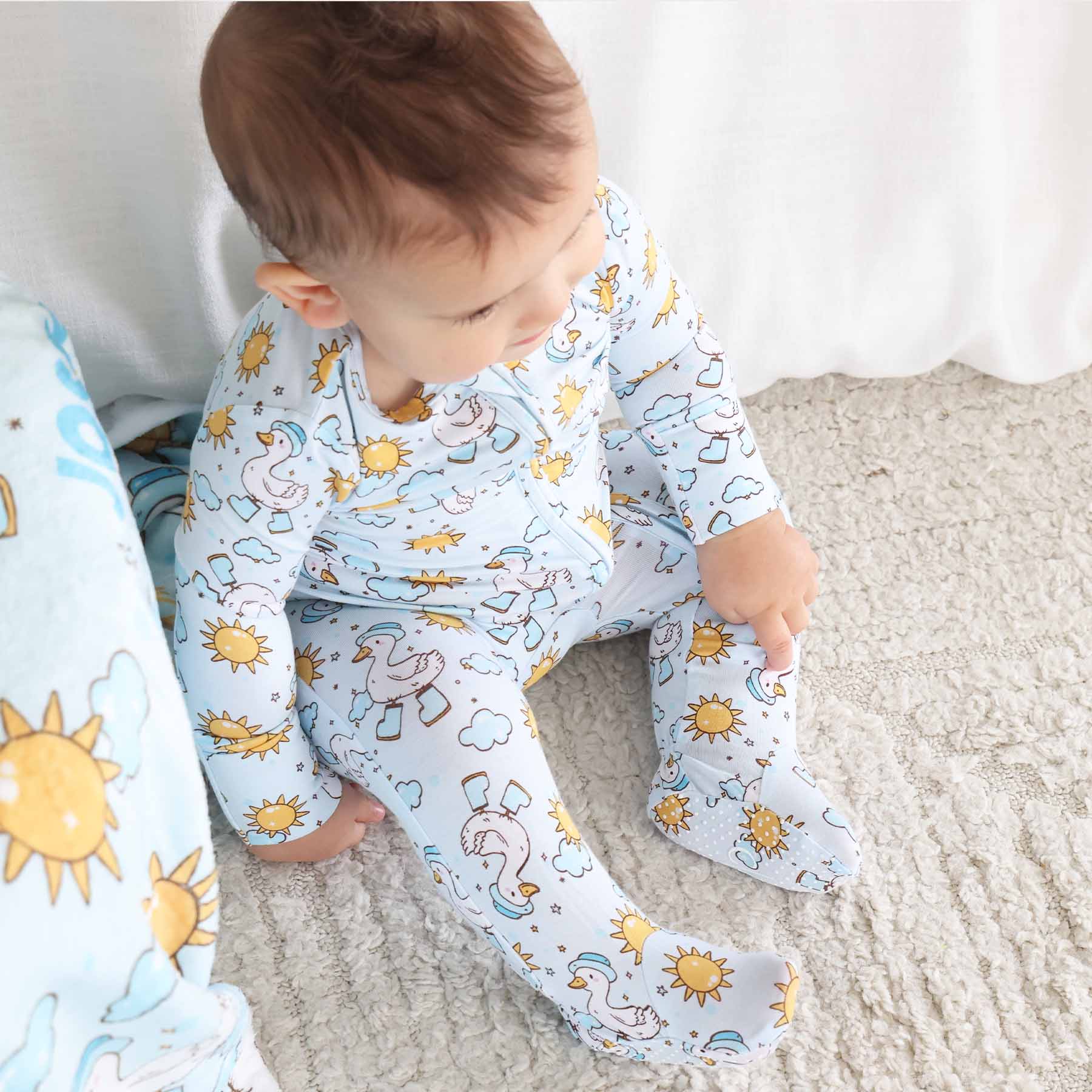 Silly Goose Zipper Footie | Blue