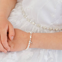 Silver Cross Pearl Baby Bracelet - Lacey