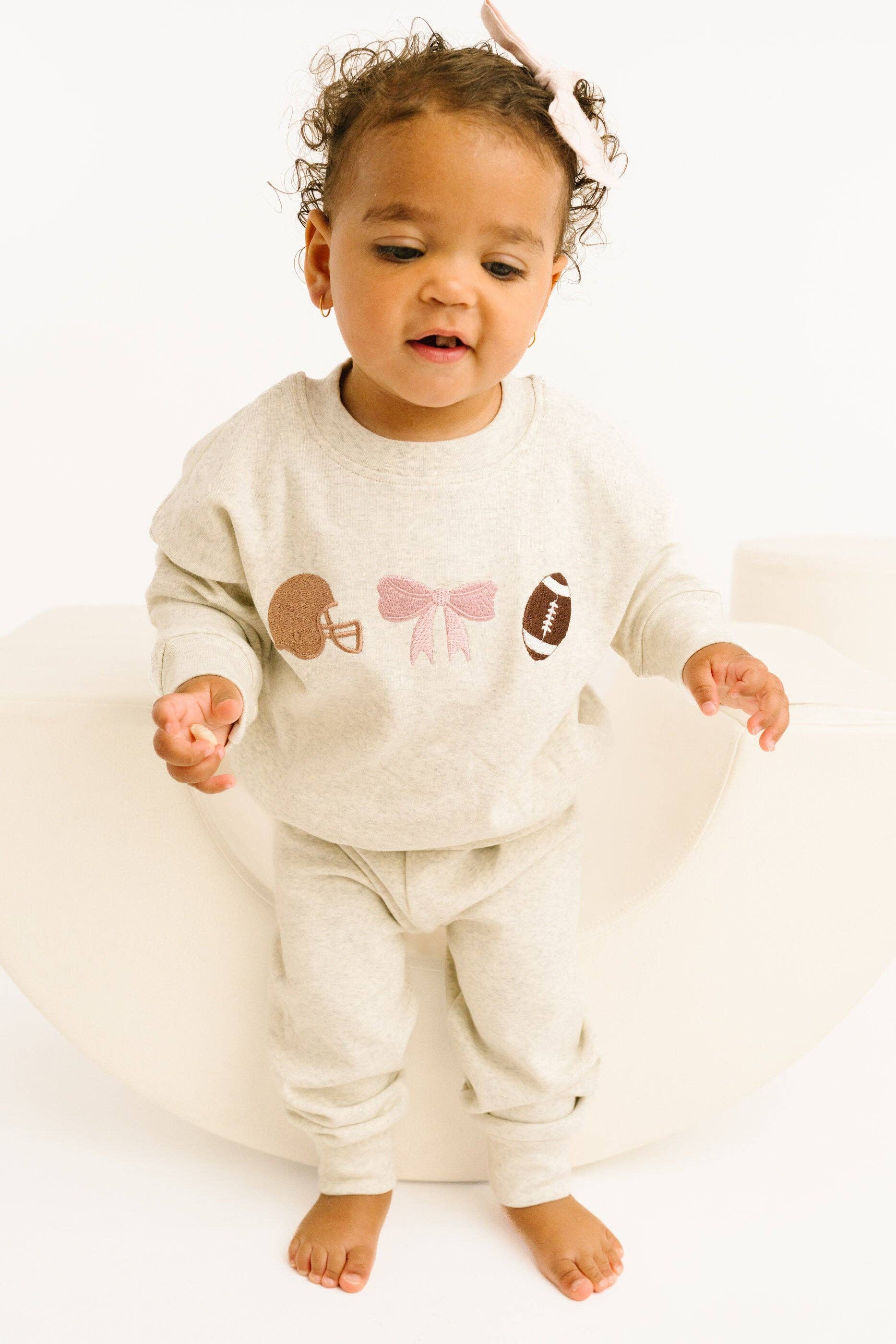 Touchdown Bow Embroidered Crewneck Set